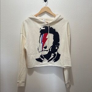 Cream Hoodie with Graphic Print, Size M